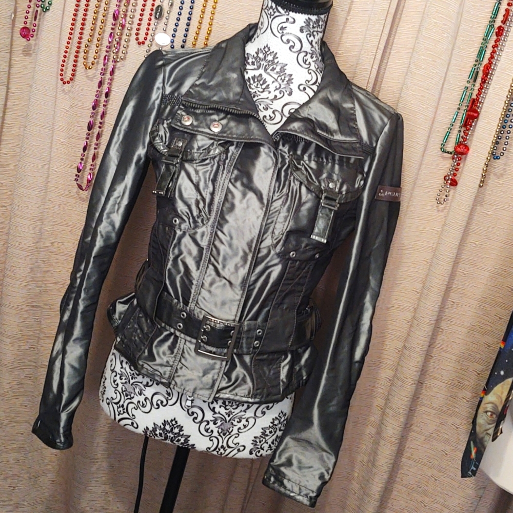 Peuterey Unlined Moto/Utility Jacket Silver/Grey IT 42